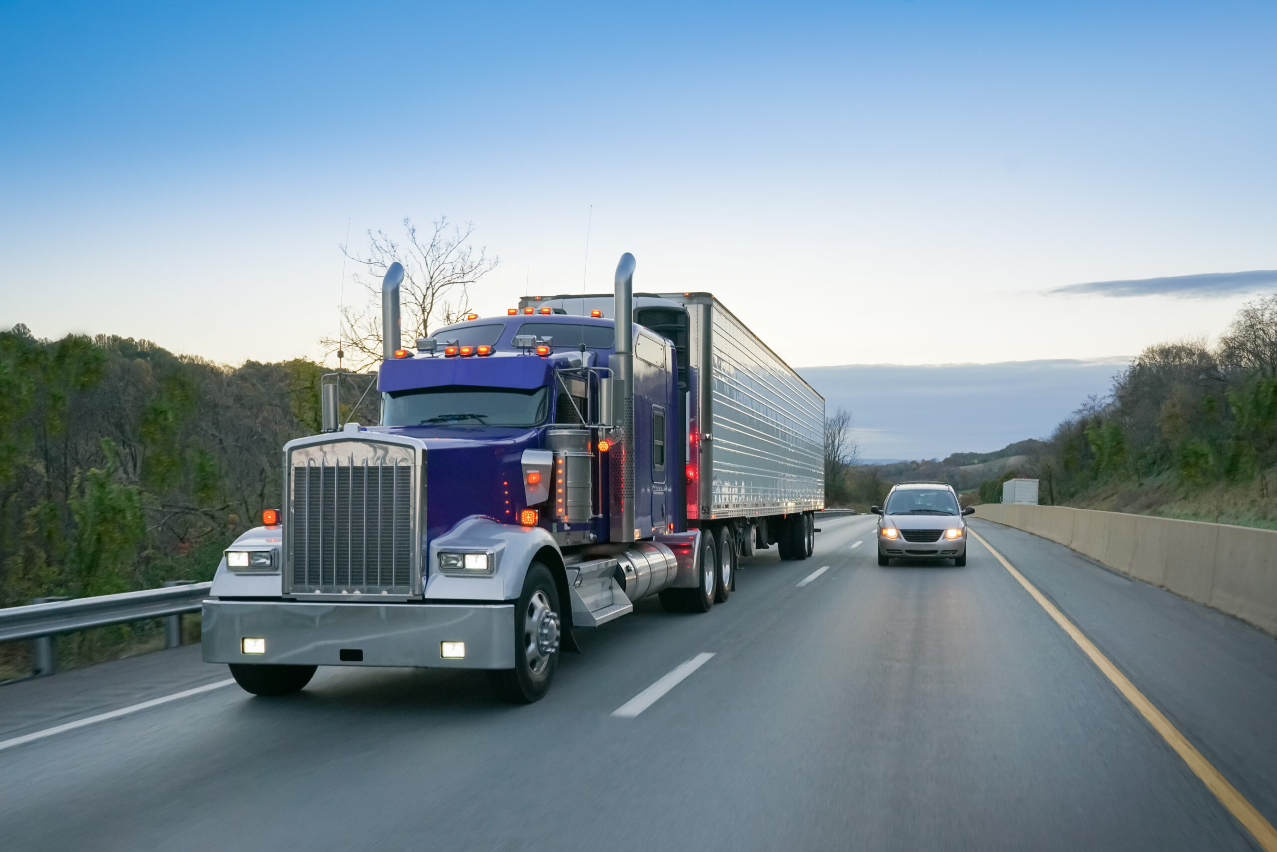 Semi 18-wheeler truck on highway
